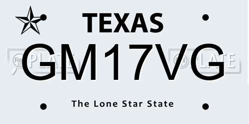 GM17VG Texas License Plate