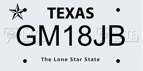 GM18JB Texas License Plate