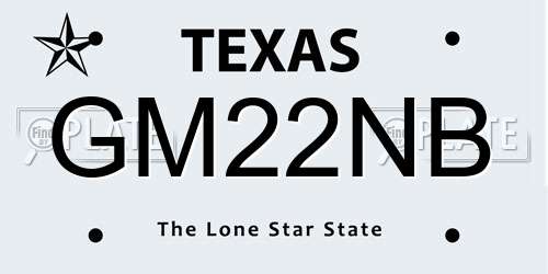 GM22NB Texas License Plate