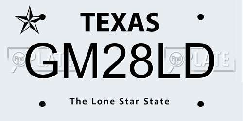 GM28LD Texas License Plate