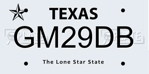 GM29DB Texas License Plate