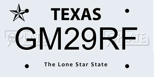 GM29RF Texas License Plate