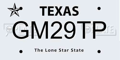 GM29TP Texas License Plate