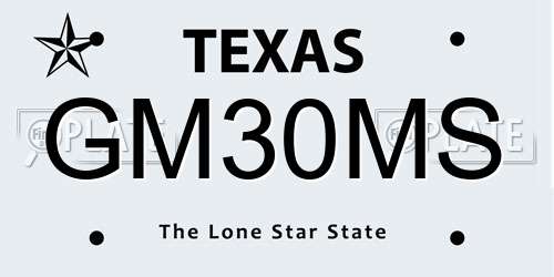 GM30MS Texas License Plate
