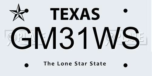 GM31WS Texas License Plate