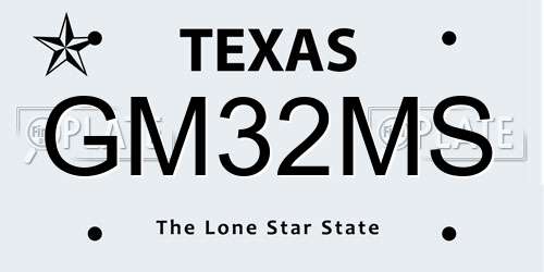 GM32MS Texas License Plate