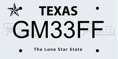 GM33FF Texas License Plate