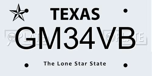 GM34VB Texas License Plate