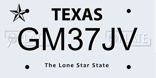 GM37JV Texas License Plate