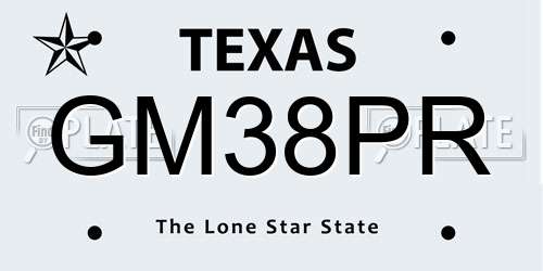 GM38PR Texas License Plate