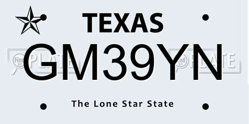 GM39YN Texas License Plate