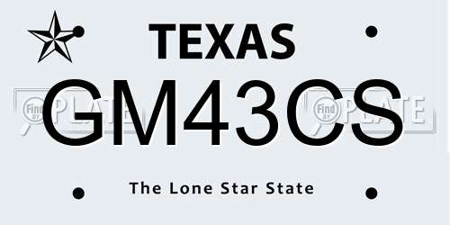 GM43CS Texas License Plate