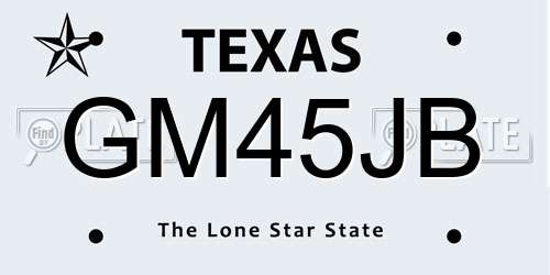 GM45JB Texas License Plate