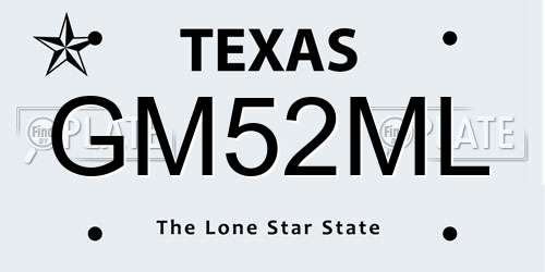 GM52ML Texas License Plate