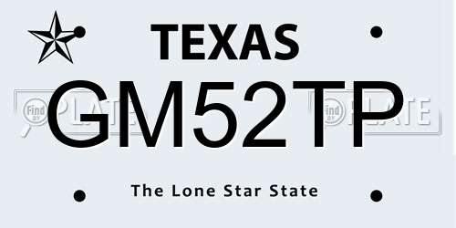 GM52TP Texas License Plate