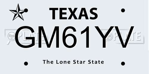 GM61YV Texas License Plate