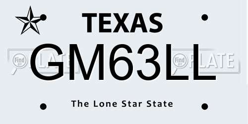GM63LL Texas License Plate