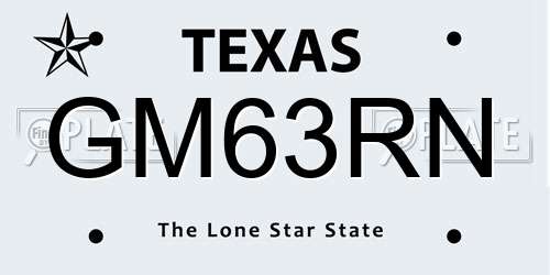 GM63RN Texas License Plate