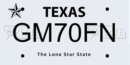 GM70FN Texas License Plate