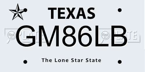 GM86LB Texas License Plate
