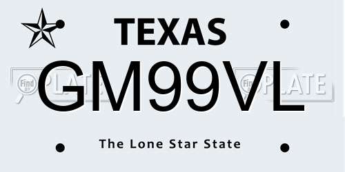 GM99VL Texas License Plate