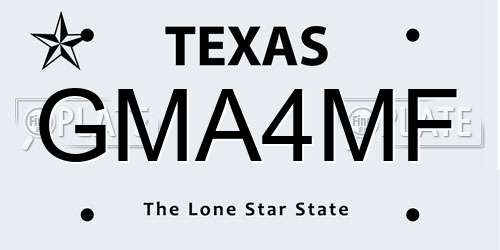 GMA4MF Texas License Plate
