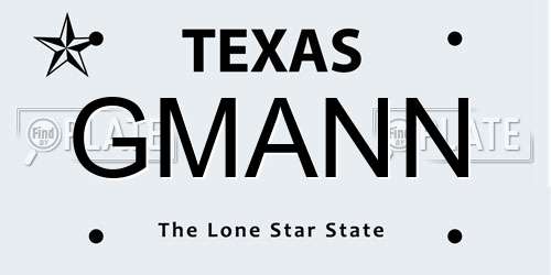 GMANN Texas License Plate