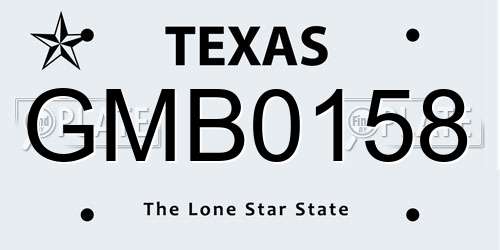 GMB0158 Texas License Plate