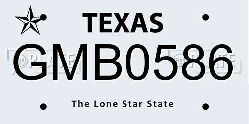 GMB0586 Texas License Plate