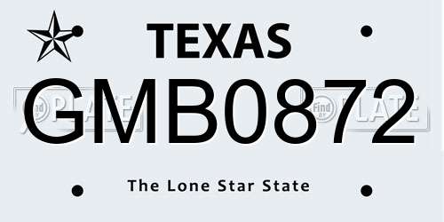 GMB0872 Texas License Plate