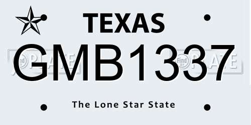 GMB1337 Texas License Plate