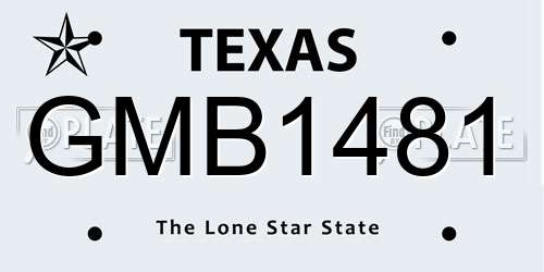 GMB1481 Texas License Plate