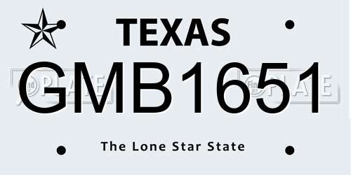 GMB1651 Texas License Plate