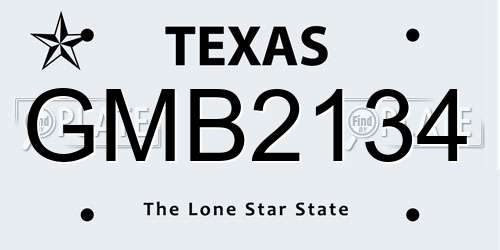 GMB2134 Texas License Plate
