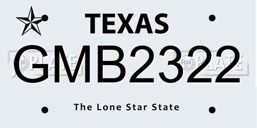 GMB2322 Texas License Plate