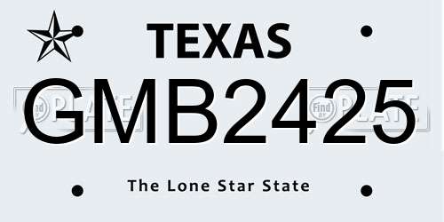 GMB2425 Texas License Plate