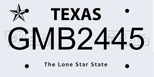 GMB2445 Texas License Plate