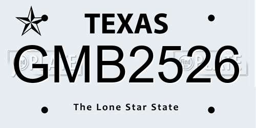 GMB2526 Texas License Plate