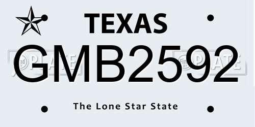 GMB2592 Texas License Plate