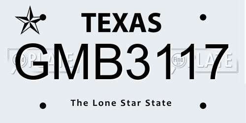 GMB3117 Texas License Plate