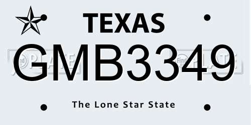 GMB3349 Texas License Plate