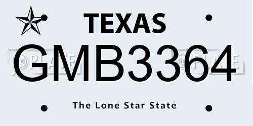GMB3364 Texas License Plate