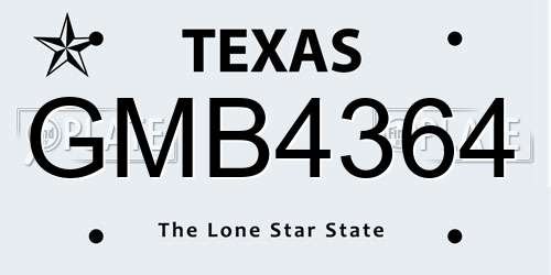 GMB4364 Texas License Plate