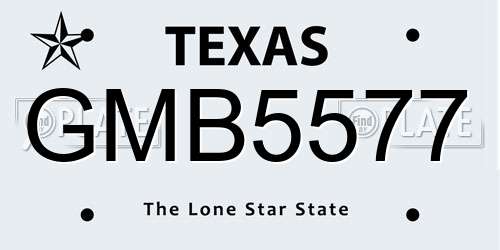 GMB5577 Texas License Plate