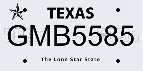 GMB5585 Texas License Plate