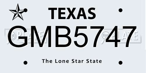 GMB5747 Texas License Plate