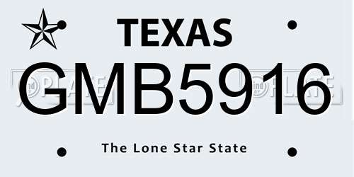 GMB5916 Texas License Plate