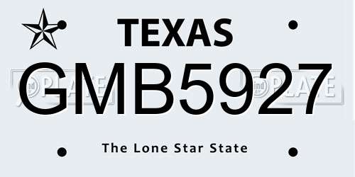 GMB5927 Texas License Plate