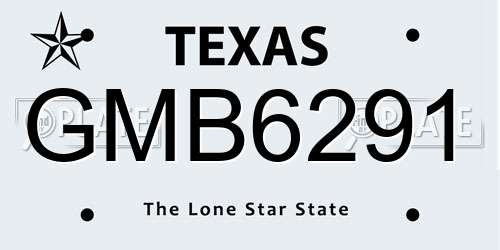 GMB6291 Texas License Plate