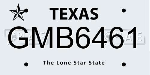 GMB6461 Texas License Plate